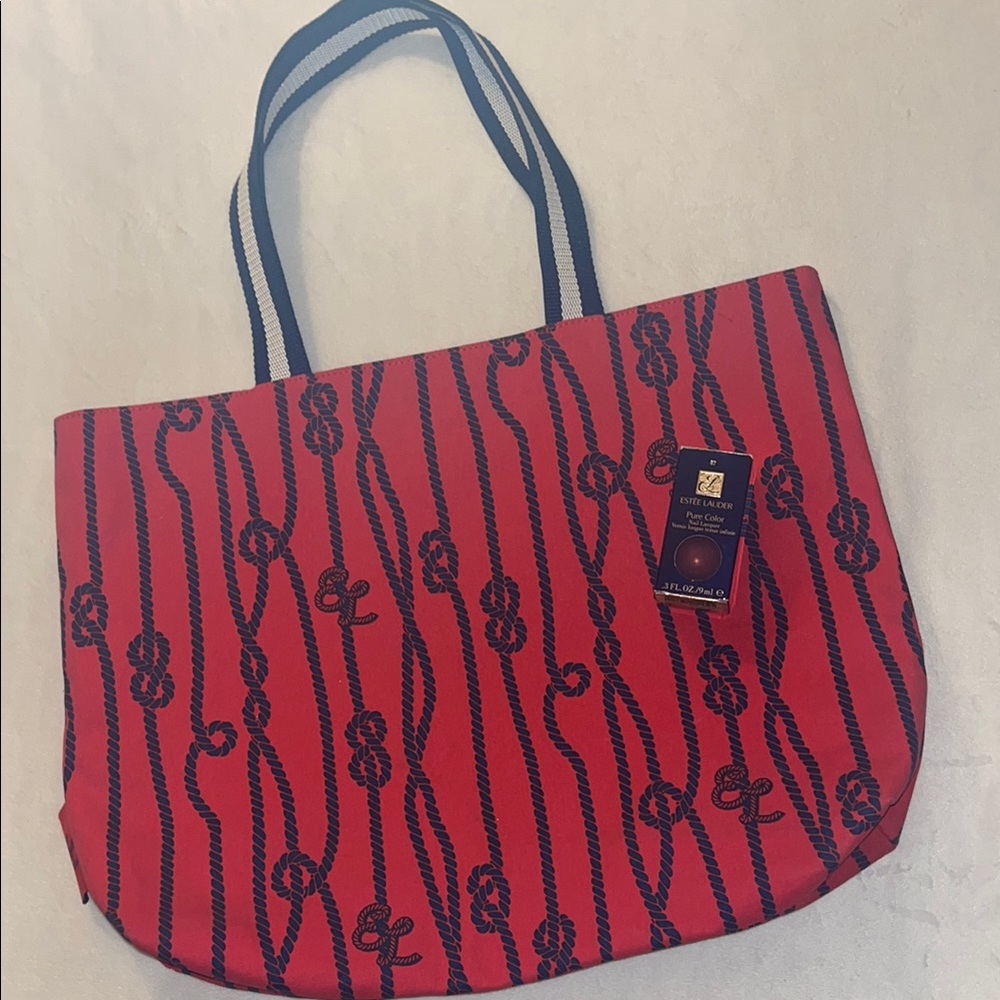 Estée Lauder Red and Blue Tote Bag and Nails Vernis